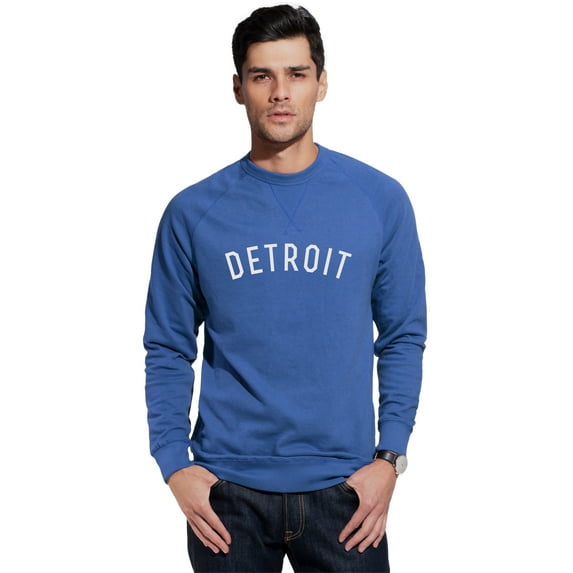 Daxton Detroit Sweatshirt Athletic Fit Pullover Crewneck French Terry Fabric, Slate Sweatshirt White Letters, XS