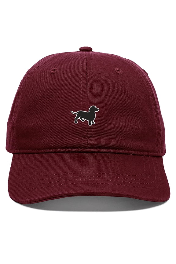 Dog Breeds Baseball Dad Hat Unstructure Low Profile Strapback, Dachshund Dog, Burgundy Hat