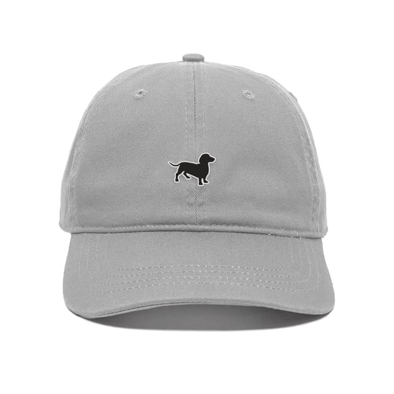 Daxton Dog Breeds Baseball Dad Hat Unstructure Low Profile Strapback, Dachshund Dog, Light Grey Hat