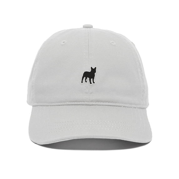 Daxton Dog Breeds Baseball Dad Hat Unstructure Low Profile Strapback, French Bulldog, White Hat