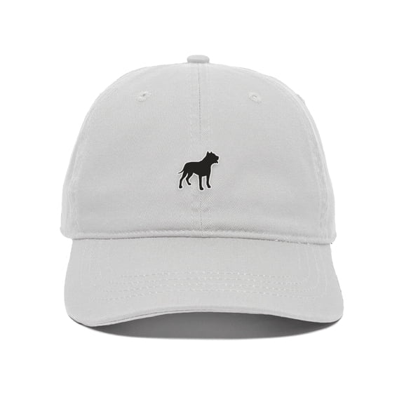 Daxton Dog Breeds Baseball Dad Hat Unstructure Low Profile Strapback, Pitbull Dog, White Hat