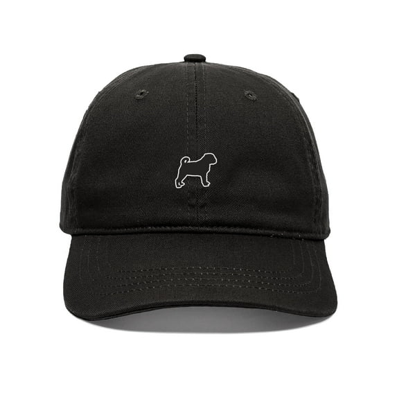 Daxton Dog Breeds Baseball Dad Hat Unstructure Low Profile Strapback, Pug Dog, Black Hat
