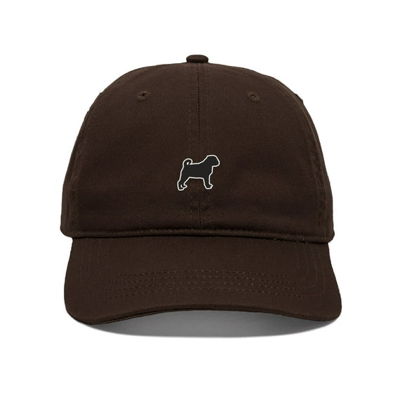 Daxton Dog Breeds Baseball Dad Hat Unstructure Low Profile Strapback, Pug Dog, Brown Hat
