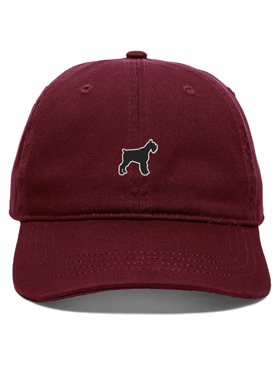 Dog Breeds Baseball Dad Hat Unstructure Low Profile Strapback, Schnauzer Dog, Burgundy Hat