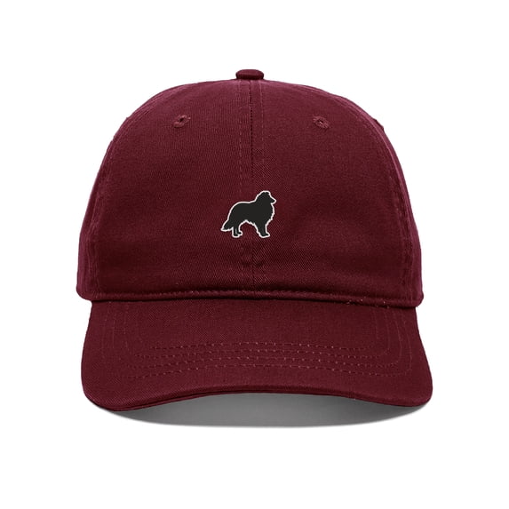 Daxton Dog Breeds Baseball Dad Hat Unstructure Low Profile Strapback, Sheltie Collie Dog, Burgundy Hat