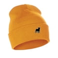thumbnail image 1 of Daxton Dog Breeds Cuffed Beanie Winter Knit Hat Skully Cap, French Bulldog, Neon Orange Beanie, 1 of 2