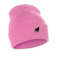 thumbnail image 1 of Daxton Dog Breeds Cuffed Beanie Winter Knit Hat Skully Cap, French Bulldog, Pink Beanie, 1 of 2