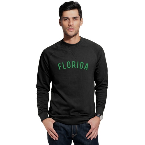 Daxton Florida Sweatshirt Athletic Fit Pullover Crewneck French Terry Fabric, Black Sweatshirt Green Letters, 3XL