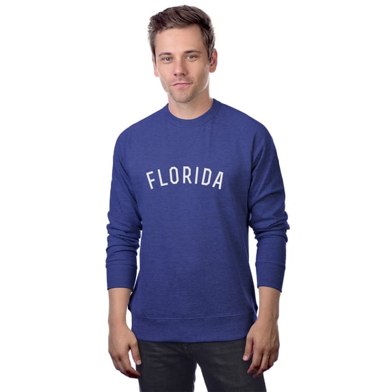 Daxton Florida Sweatshirt Athletic Fit Pullover Crewneck French Terry Fabric, Denim Sweatshirt White Letters, 2XL