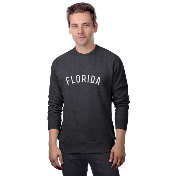 Daxton Florida Sweatshirt Athletic Fit Pullover Crewneck French Terry Fabric, HthCharcoal Sweatshirt White Letters, M