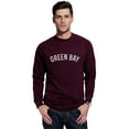 thumbnail image 1 of Daxton GreenBay Sweatshirt Athletic Fit Pullover Crewneck French Terry Fabric, Wine Sweatshirt White Letters, L, 1 of 3