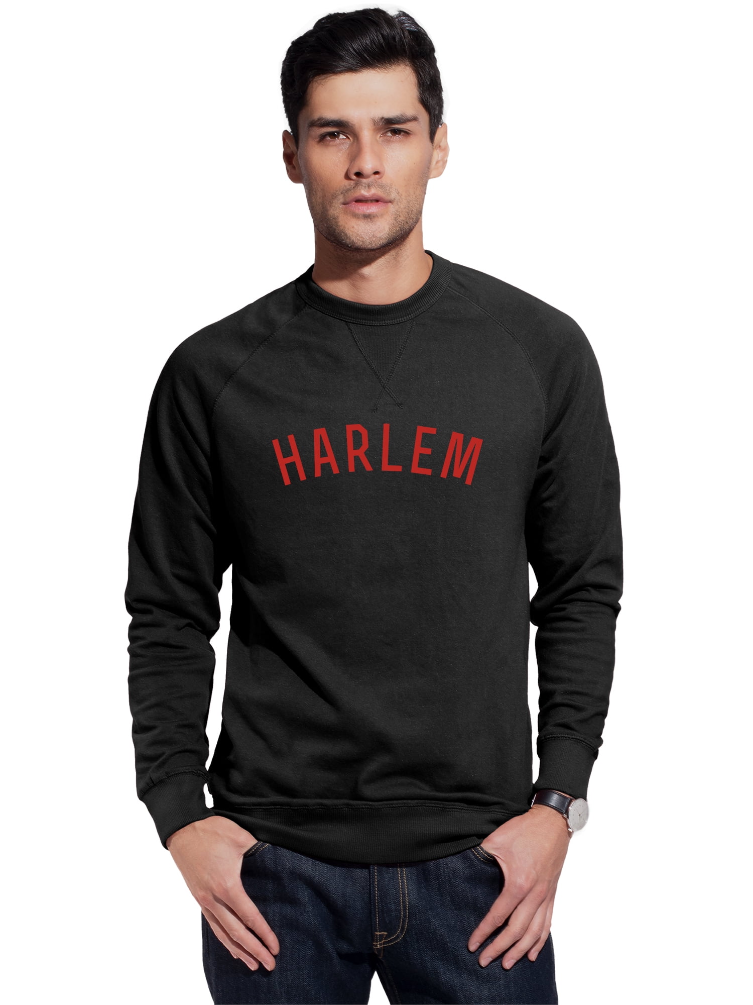 Daxton Harlem Sweatshirt Athletic Fit Pullover Crewneck French Terry  Fabric, Black Sweatshirt Red Letters, 1XL - Walmart.com