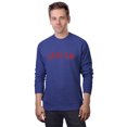 thumbnail image 1 of Daxton Harlem Sweatshirt Athletic Fit Pullover Crewneck French Terry Fabric, Denim Sweatshirt Red Letters, S, 1 of 3