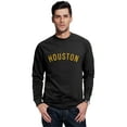 thumbnail image 1 of Daxton Houston Sweatshirt Athletic Fit Pullover Crewneck French Terry Fabric, Black Sweatshirt Gold Letters, S, 1 of 3