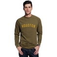 thumbnail image 1 of Daxton Houston Sweatshirt Athletic Fit Pullover Crewneck French Terry Fabric, Olive Sweatshirt Gold Letters, XS, 1 of 3