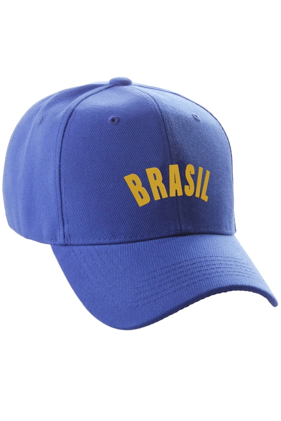 International World Countries Baseball Hat Cap Arch Letters, Brasil Royal Gold