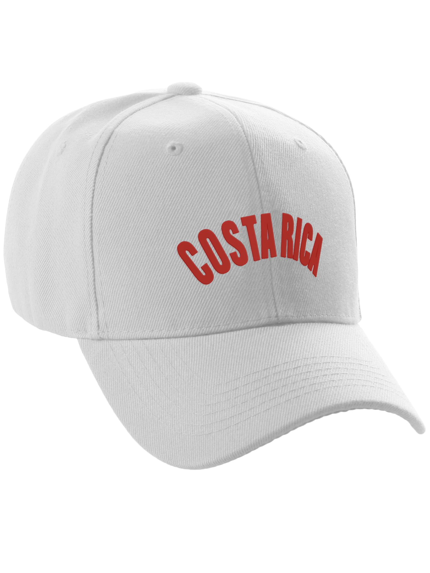 Daxton International World Countries Baseball Hat Cap Arch Letters, Costa  Rica White Red 
