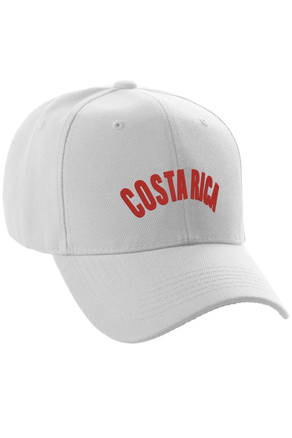 International World Countries Baseball Hat Cap Arch Letters, Costa Rica White Red