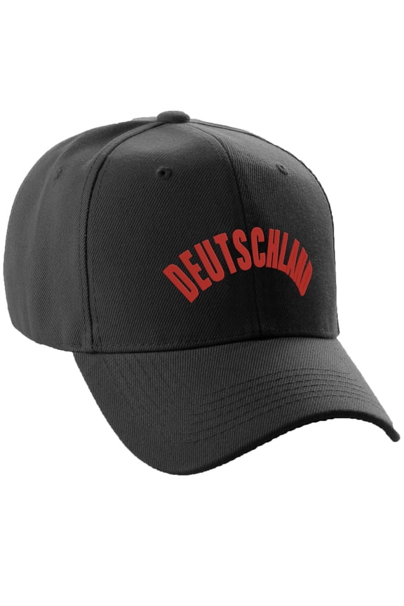 International World Countries Baseball Hat Cap Arch Letters, Germany Black Red