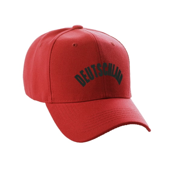 Daxton International World Countries Baseball Hat Cap Arch Letters, Germany Red Black