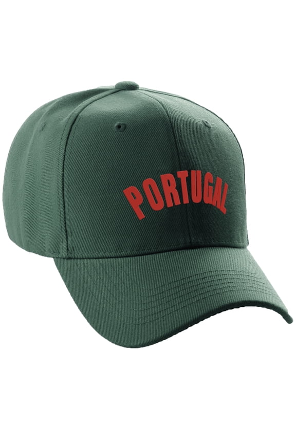 International World Countries Baseball Hat Cap Arch Letters, Portugal Hunter Red
