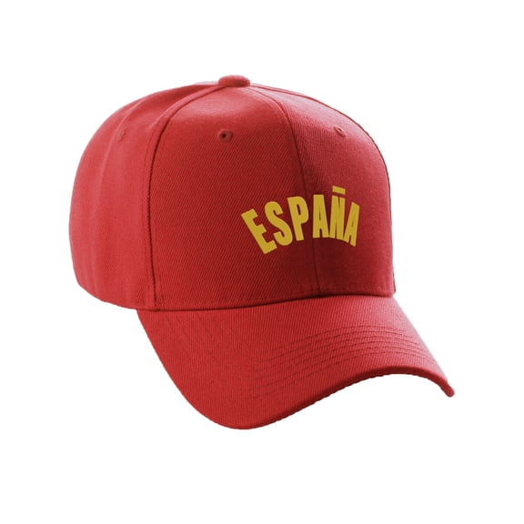 Daxton International World Countries Baseball Hat Cap Arch Letters, Spain Red Gold