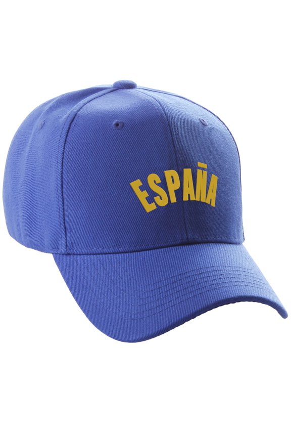 International World Countries Baseball Hat Cap Arch Letters, Spain Royal Gold