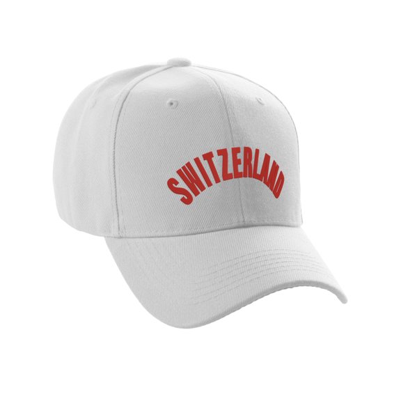 Daxton International World Countries Baseball Hat Cap Arch Letters, Switzerland White Red