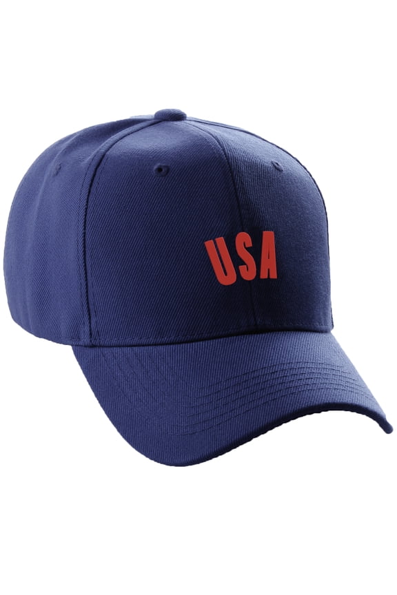International World Countries Baseball Hat Cap Arch Letters, USA Navy Red