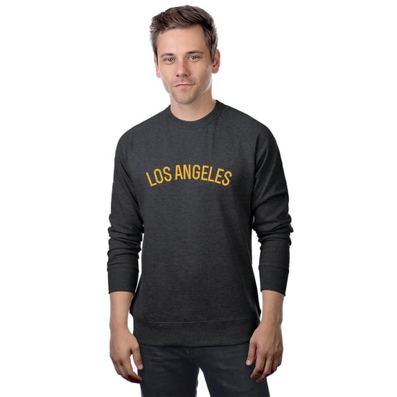 Daxton Los Angeles Sweatshirt Athletic Fit Pullover Crewneck French Terry Fabric, HCharcoal Sweatshirt Gold Letters, 1XL