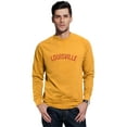 thumbnail image 1 of Daxton Louisville Sweatshirt Athletic Fit Pullover Crewneck French Terry Fabric, Mustard Sweatshirt Red Letters, M, 1 of 3
