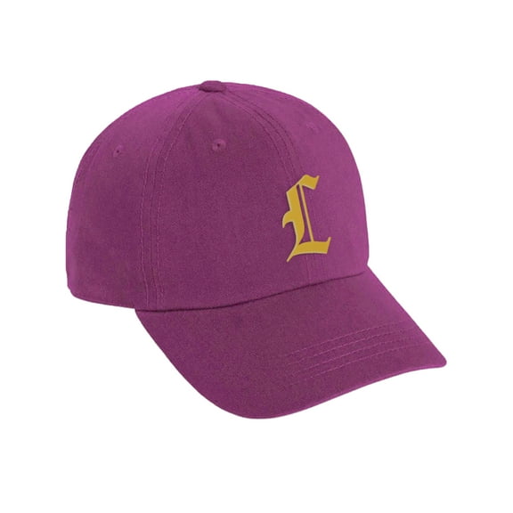 Daxton Low Profile Adjustable Baseball Dad Hat Cap Old English Font Alphabet A to Z, Hot Pink Hat Gold L