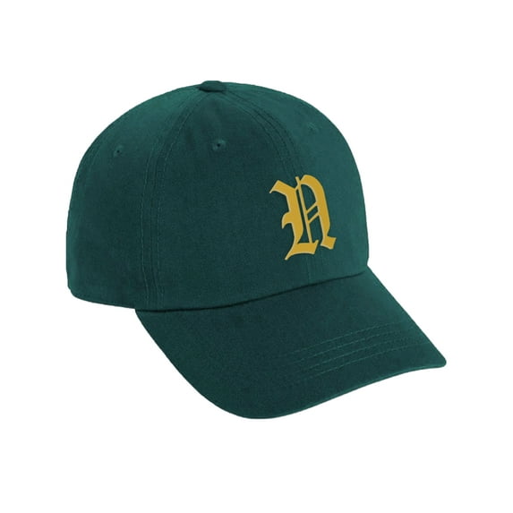 Daxton Low Profile Adjustable Baseball Dad Hat Cap Old English Font Alphabet A to Z, Hunter Hat Gold N
