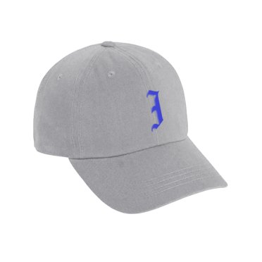 Daxton Low Profile Adjustable Baseball Dad Hat Cap Old English Font Alphabet A to Z, Light Grey Hat Royal I
