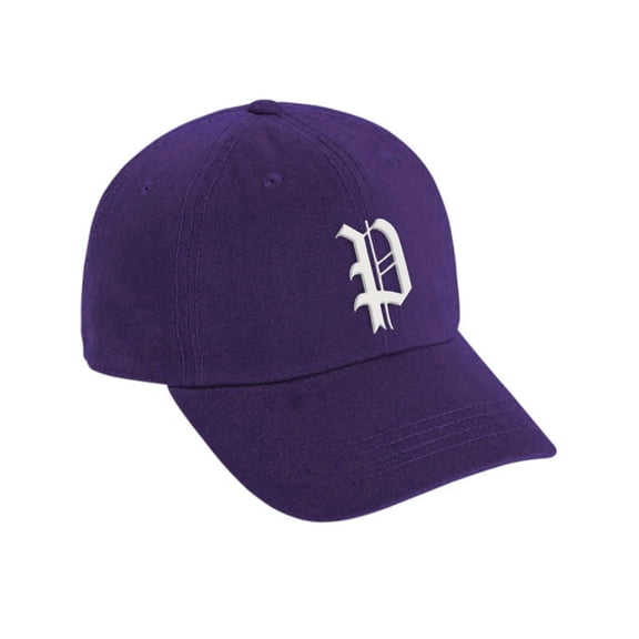 Daxton Low Profile Adjustable Baseball Dad Hat Cap Old English Font Alphabet A to Z, Purple Hat White P