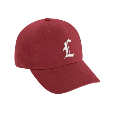 Daxton Low Profile Adjustable Baseball Dad Hat Cap Old English Font Alphabet A to Z, Red Hat White L
