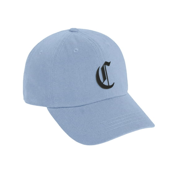 Daxton Low Profile Adjustable Baseball Dad Hat Cap Old English Font Alphabet A to Z, Sky Hat Black C