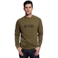 thumbnail image 1 of Daxton Miami Sweatshirt Athletic Fit Pullover Crewneck French Terry Fabric, Olive Sweatshirt  Black Letters, L, 1 of 3