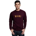 thumbnail image 1 of Daxton Miami Sweatshirt Athletic Fit Pullover Crewneck French Terry Fabric, Wine Sweatshirt Gold Letters, 1XL, 1 of 3