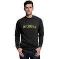 thumbnail image 1 of Daxton Michigan Sweatshirt Athletic Fit Pullover Crewneck French Terry Fabric, Black Sweatshirt Gold Letters, 2XL, 1 of 3