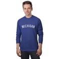 thumbnail image 1 of Daxton Michigan Sweatshirt Athletic Fit Pullover Crewneck French Terry Fabric, Denim Sweatshirt White Letters, L, 1 of 3