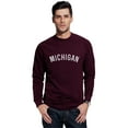 thumbnail image 1 of Daxton Michigan Sweatshirt Athletic Fit Pullover Crewneck French Terry Fabric, Wine Sweatshirt White Letters, L, 1 of 3