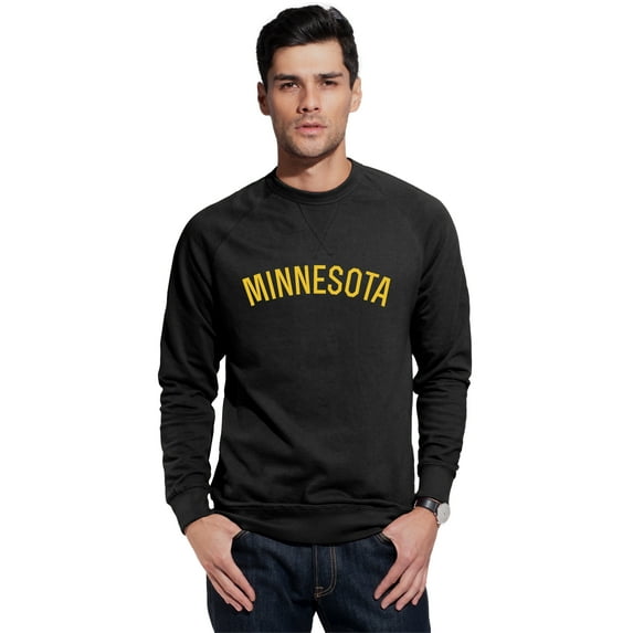Daxton Minnesota Sweatshirt Athletic Fit Pullover Crewneck French Terry Fabric, Black Sweatshirt Gold Letters, 3XL