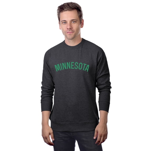 Daxton Minnesota Sweatshirt Athletic Fit Pullover Crewneck French Terry Fabric, HCharcoal Sweatshirt Green Letters, L