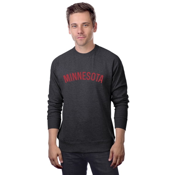 Daxton Minnesota Sweatshirt Athletic Fit Pullover Crewneck French Terry Fabric, HCharcoal Sweatshirt Red Letters, M