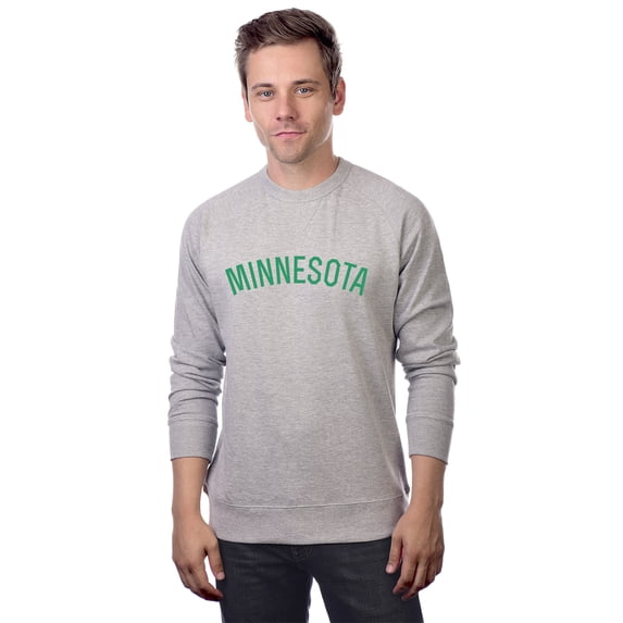Daxton Minnesota Sweatshirt Athletic Fit Pullover Crewneck French Terry Fabric, HthGrey Sweatshirt Green Letters, XS