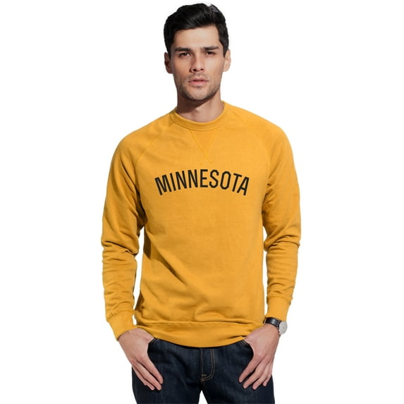 Daxton Minnesota Sweatshirt Athletic Fit Pullover Crewneck French Terry Fabric, Mstd Sweatshirt Black Letters, L