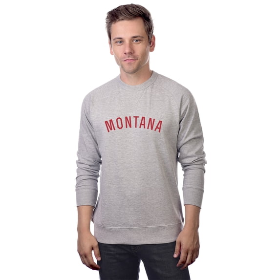 Daxton Montana Sweatshirt Athletic Fit Pullover Crewneck French Terry Fabric, Hth Grey Sweatshirt Red Letters, 1XL