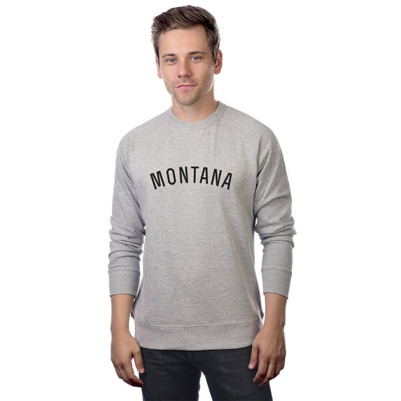 Daxton Montana Sweatshirt Athletic Fit Pullover Crewneck French Terry Fabric, HthGrey Sweatshirt Black Letters, S