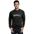 thumbnail image 1 of Daxton Nashville Sweatshirt Athletic Fit Pullover Crewneck French Terry Fabric, Black Sweatshirt White Letters, 1XL, 1 of 3